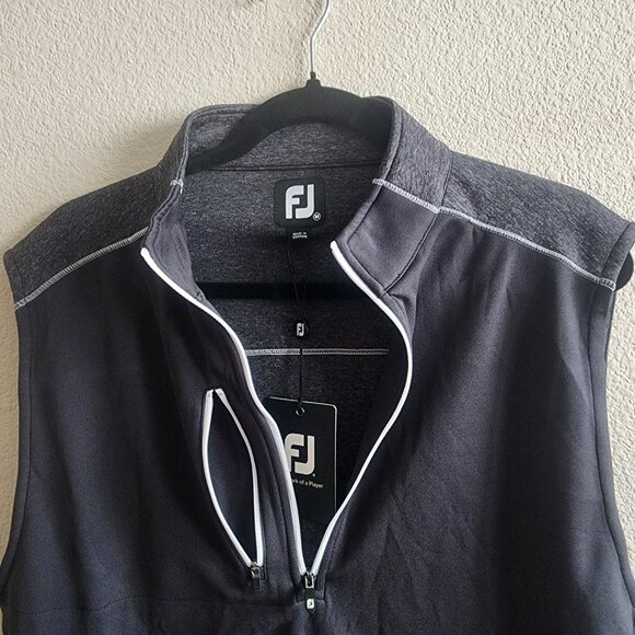 NWT Footjoy Mens Quarter Zip Heather Blocked Vest Sweater Golf Black Size M - Picture 3 of 10
